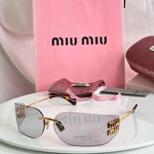 🕶️Miu Miu Gold Sunglasses with Purple Lenses